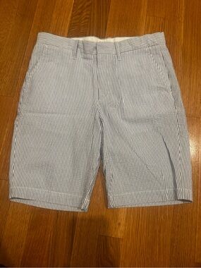 Crewcuts Blue and White Striped Flat-Front Shorts